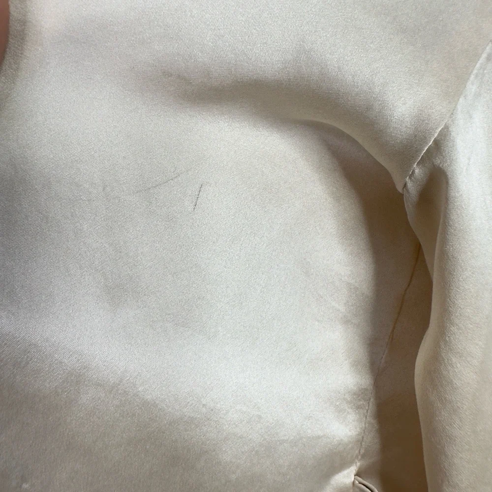 Studio Laperla Robe Womens Size 4 Beige Silk Short Sleeve‎ Romantic Sleepwear